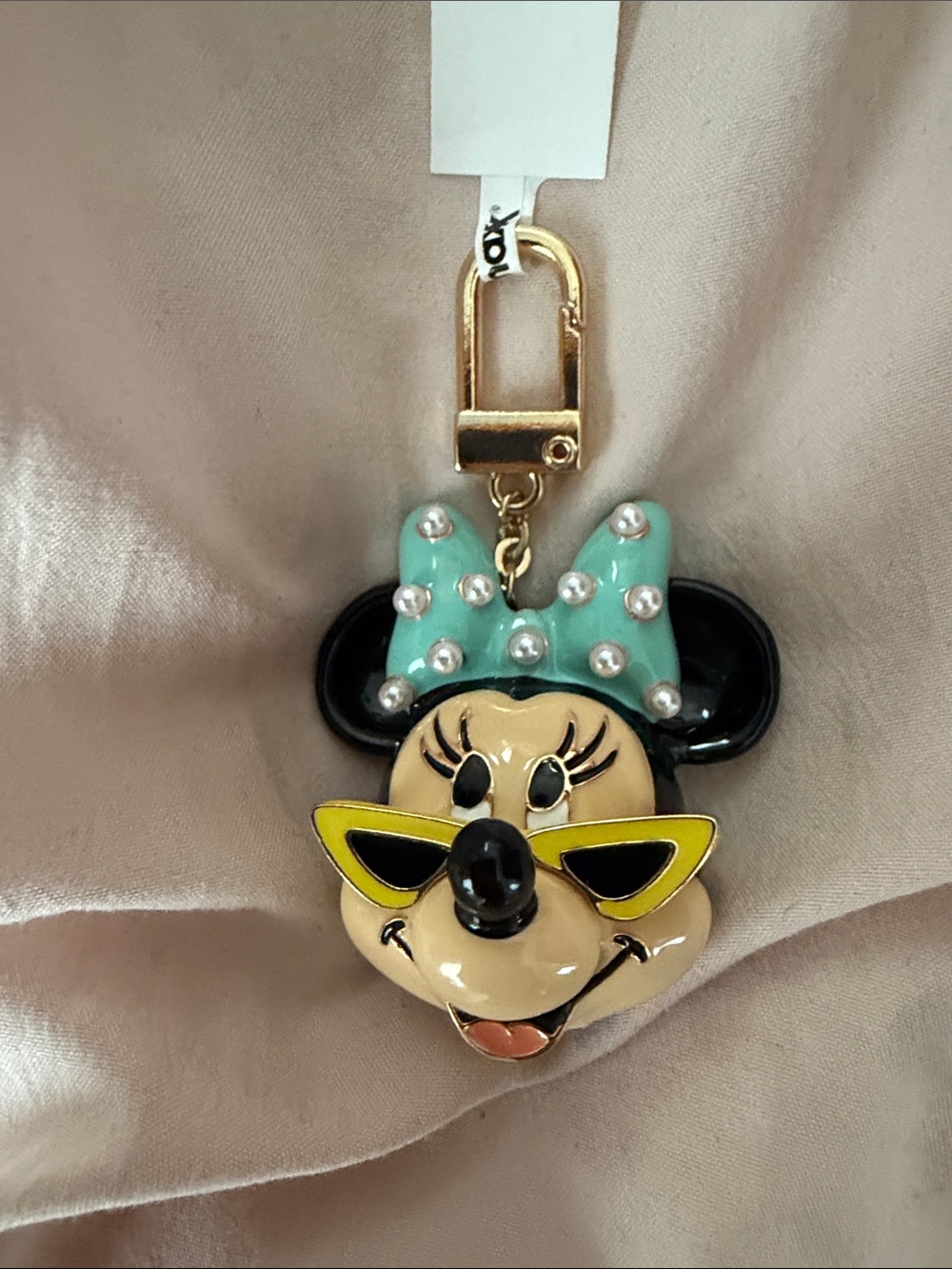 Minnie Mouse Enamel Keychain with Mint Bow and Yellow Sunglasses Baublebar